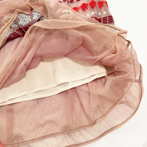 Sundance Pink Embroidered Mesh Sleeveless Dress 2 - Picture 8 of 12